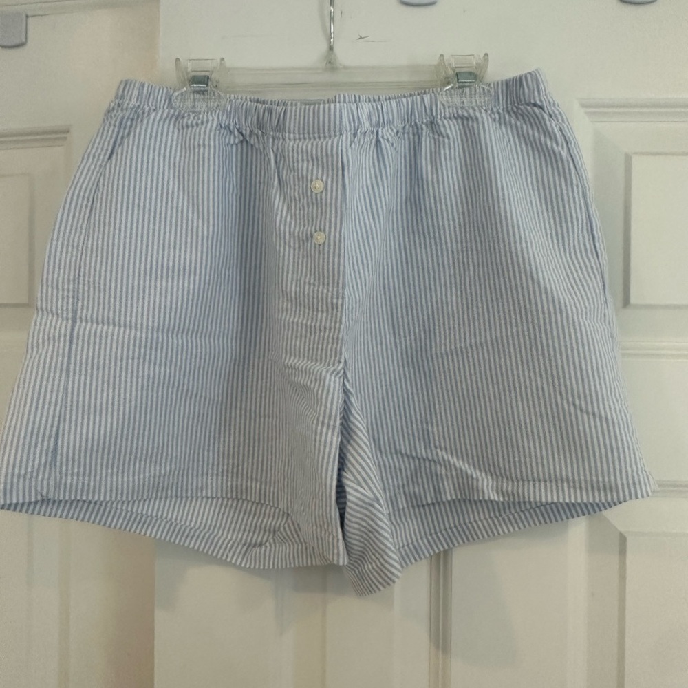 Brandy Melville Blue Striped Seersucker Boxer Shorts